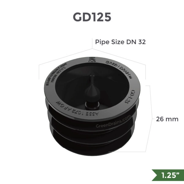 Green Drain GD125 waterless trap seal for 1.25-inch drains
