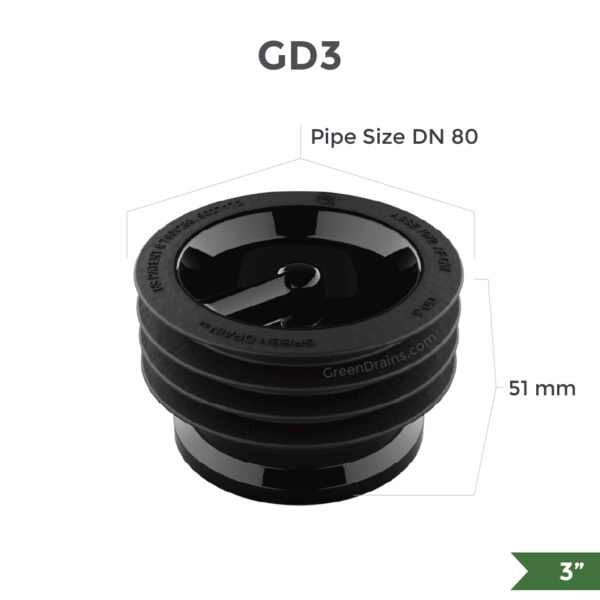 Green Drain GD3 waterless trap seal for 3-inch commercial floor drains